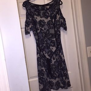 Navy blue and white homecoming dress